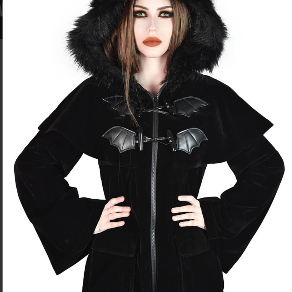 Black Hooded Coat with Bat Accents Killstar SOLD Do NOT Buy